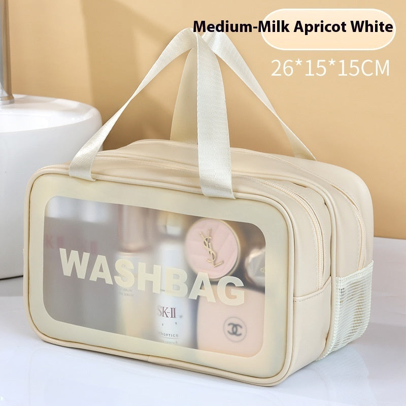 dry wet separation double layer transparent pu cosmetic bag portable wash bag