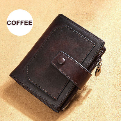 mens leather wallet three fold multi card space