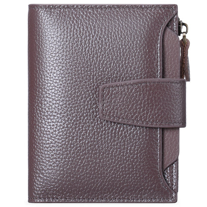 womens leather short wallet european and american milled first layer cowhide wallet wallet