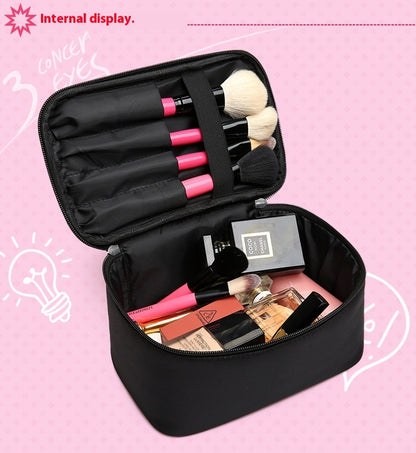 large capacity portable cosmetic bag simple solid color travel cosmetics storage bag