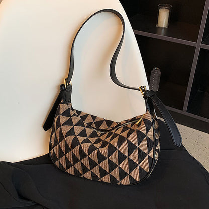 one shoulder canvas rhombus triangle bag