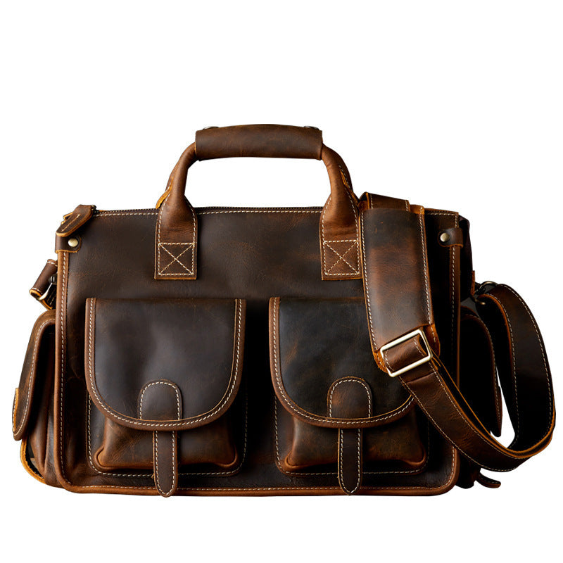 mens fashion personality leather postman handbag