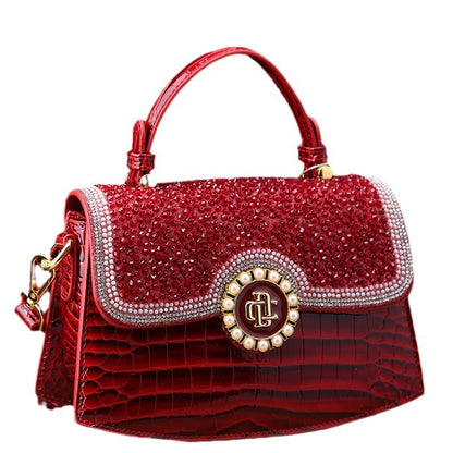 fashion new patent leather diamond portable shoulder bag