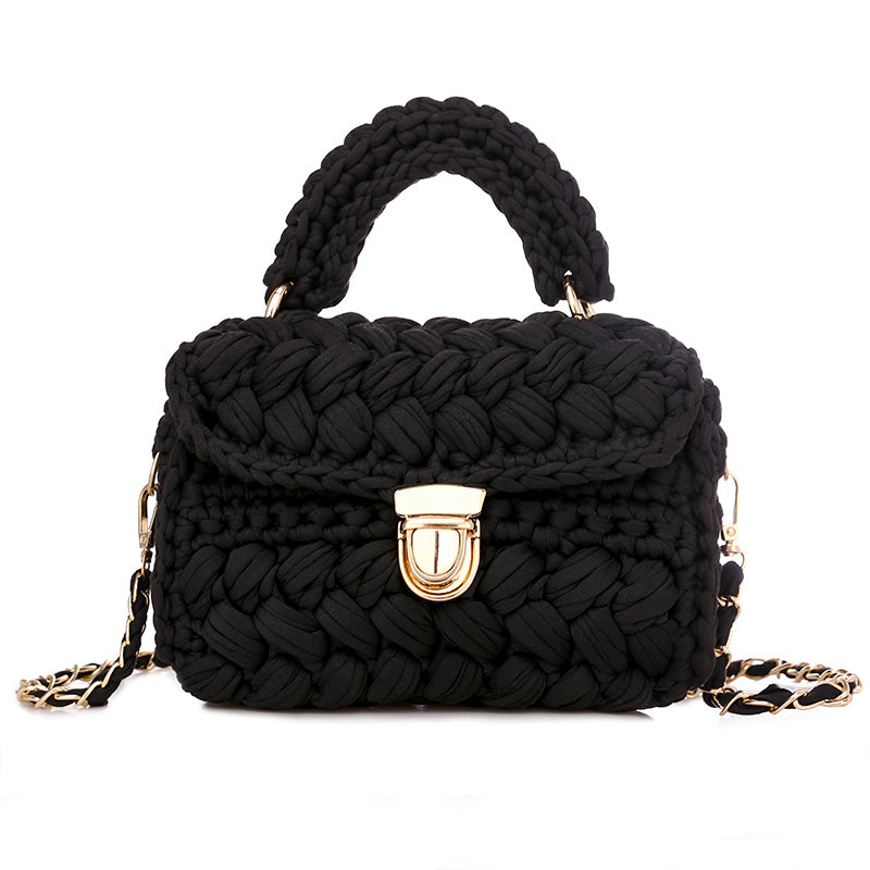 hand knitted crochet tote crossbody bag