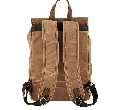 waterproof outdoor travel crazy horse leather casual nylon mens backpack canvas bag