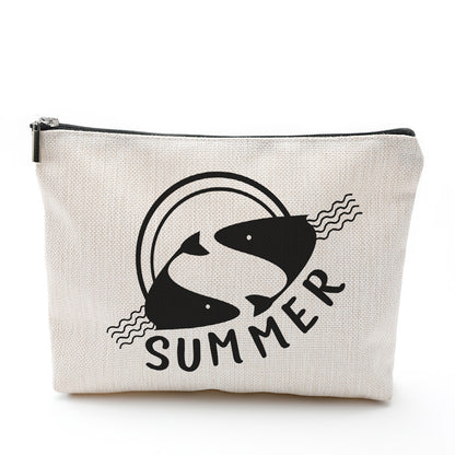 cosmetic bag waterproof cotton linen zipper bag