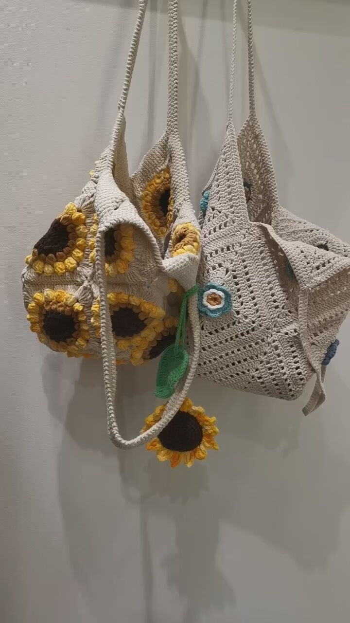 handmade diy wool woven three dimensional sunflower shoulder bag material package