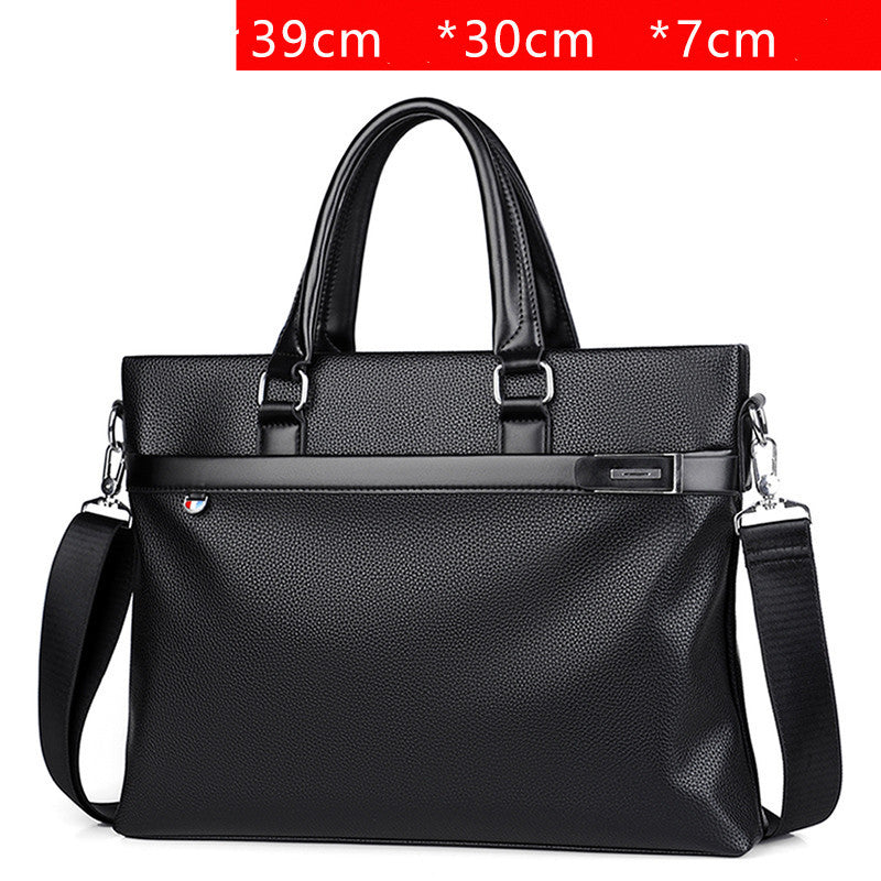 large capacity business handbag mens soft leather briefcase