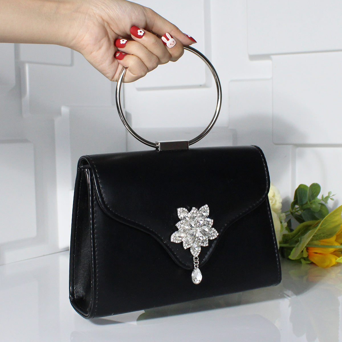 fashion rhinestone small flower dinner bag handbag