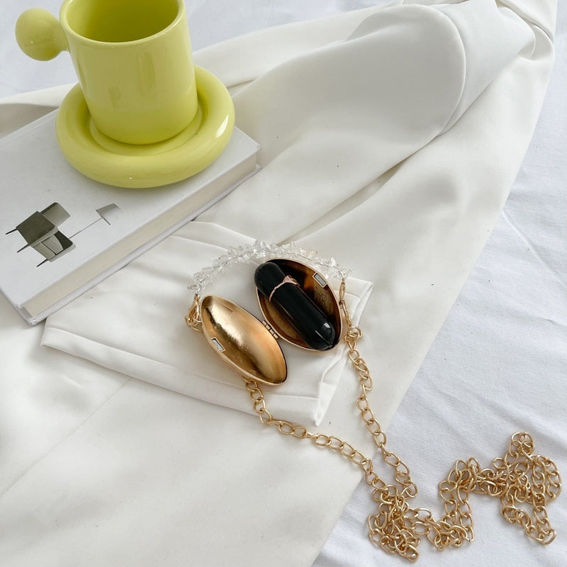 egg shell dinner party one shoulder crossbody chain womens bag