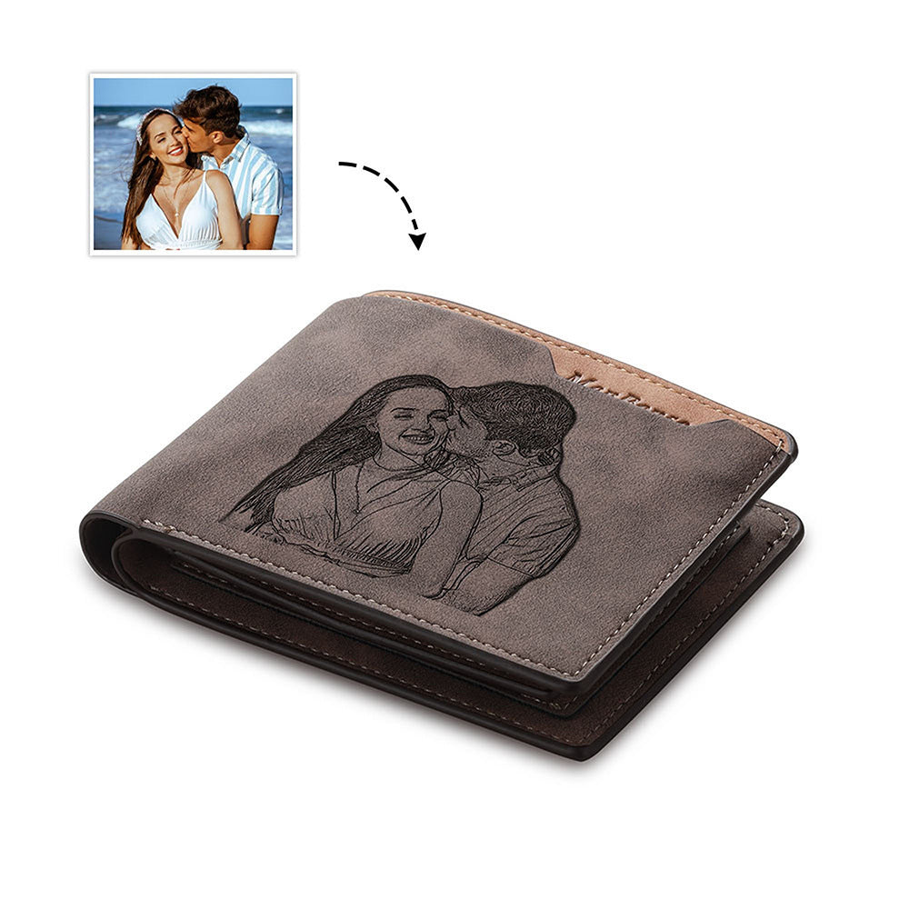 photo engraving wallet fathers day boyfriend holiday gift