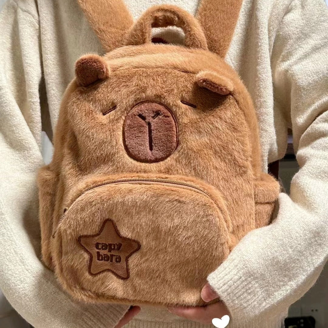 capybara plush large capacity cute little backpack