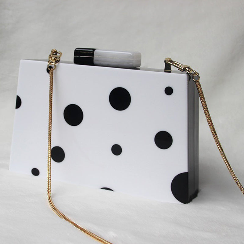 dinner bag wedding bag black and white polka dot clutch bag european and american fashion new