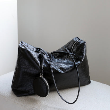 High-Capacity Versatile Womens Leather Shoulder Bag