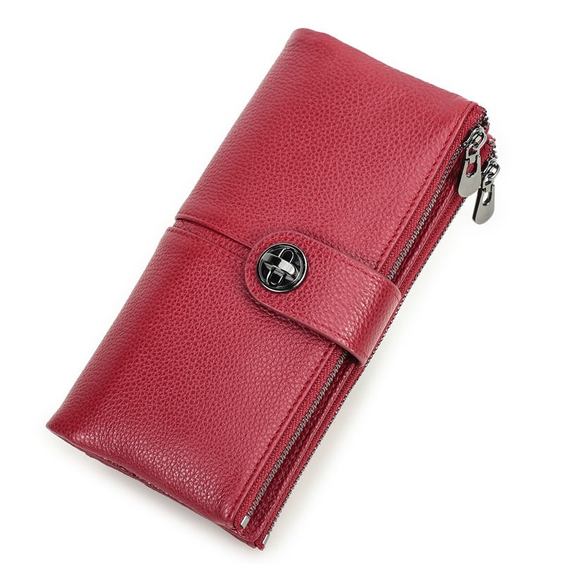 long buckle cowhide wallet