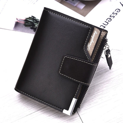 mens wallet vertical multi function card bag zipper buckle three fold wallet wallet coin purse us gold clip