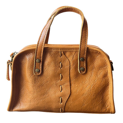 portable crossbody lightweight simple retro literary womens cow leather bag