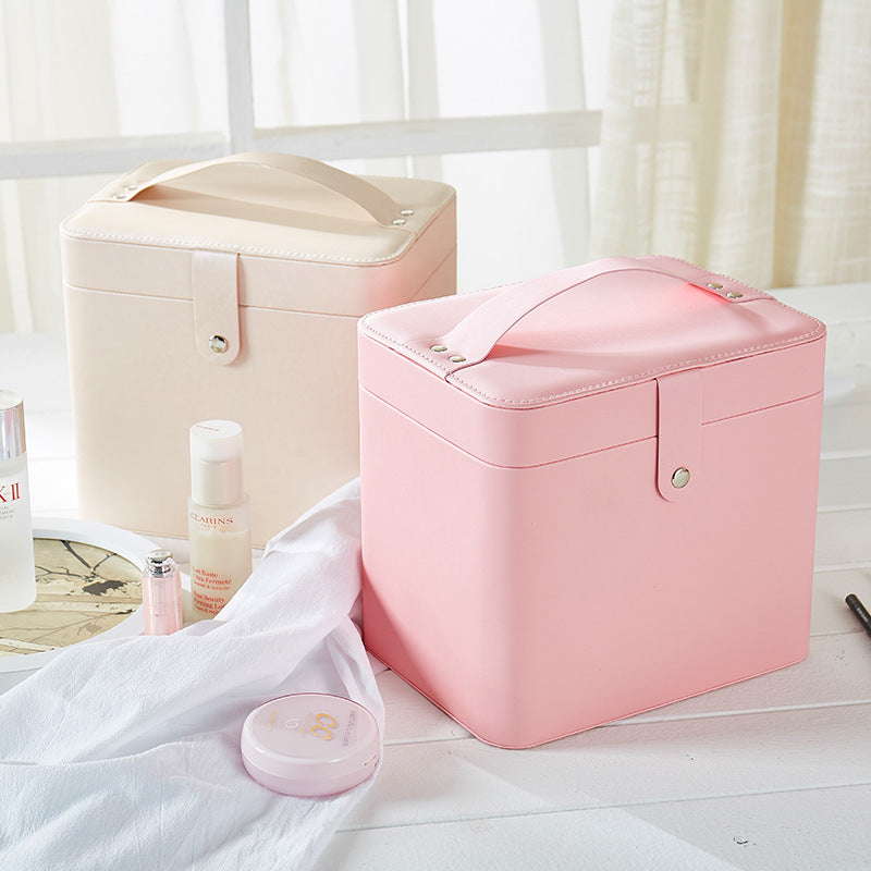 large capacity portable cosmetic case pu cosmetic desktop