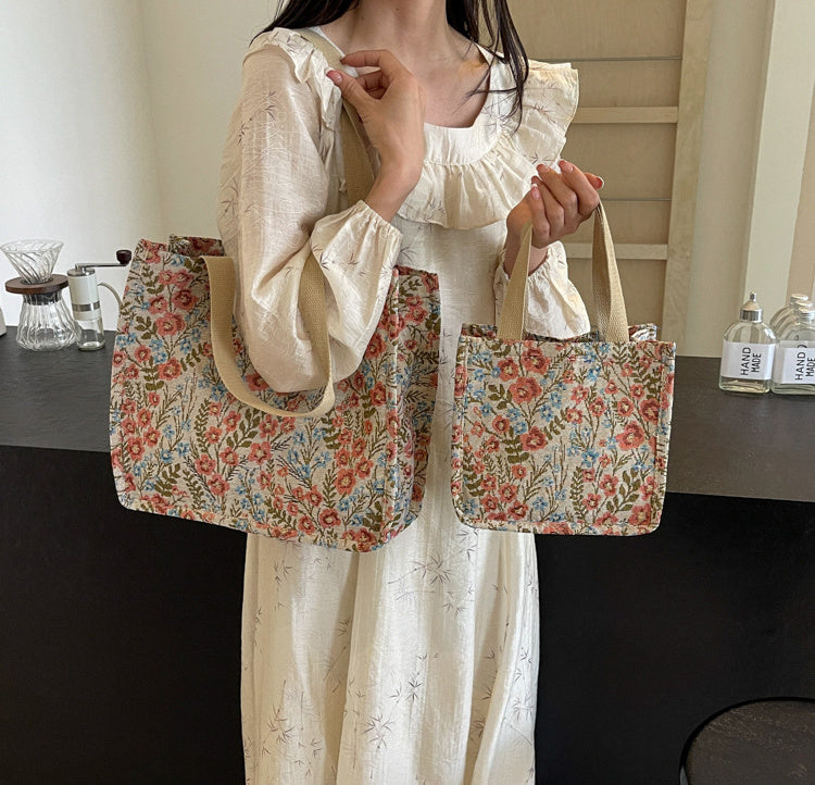 flowers canvas handbag fashion large capacity shoulder bags for women