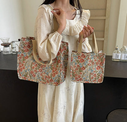 flowers canvas handbag fashion large capacity shoulder bags for women