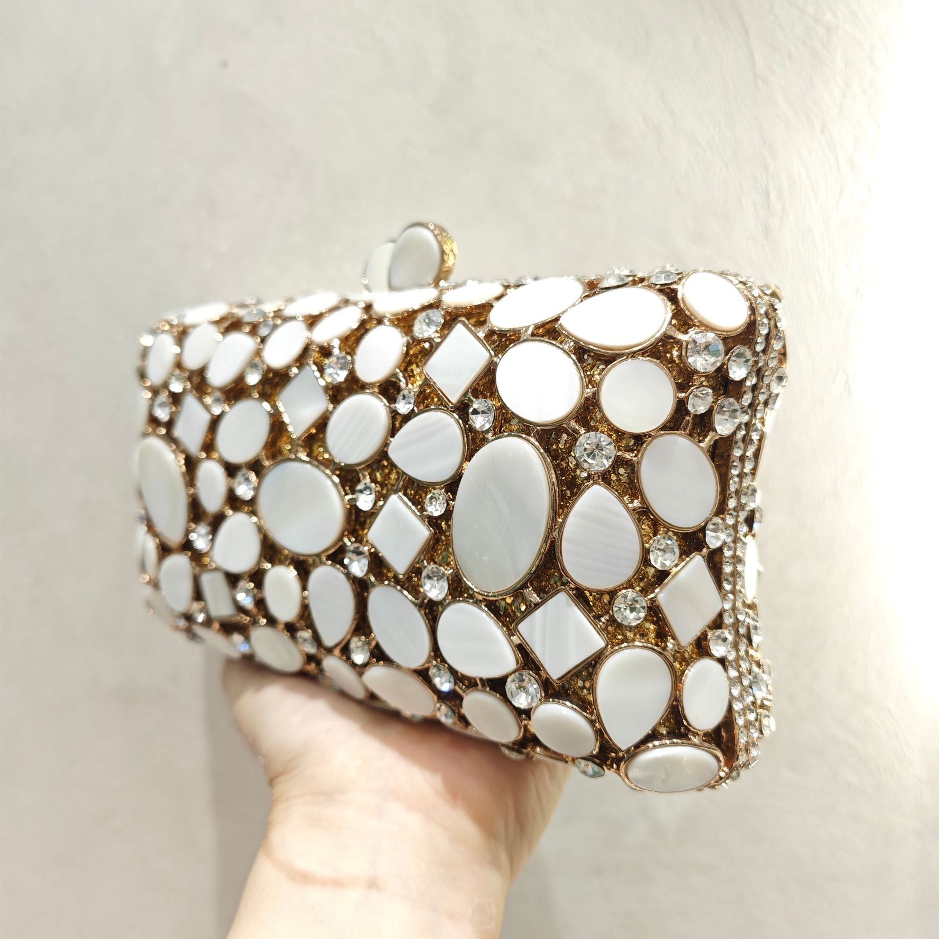 full diamond shell dinner clutch crystal hollow womens bag