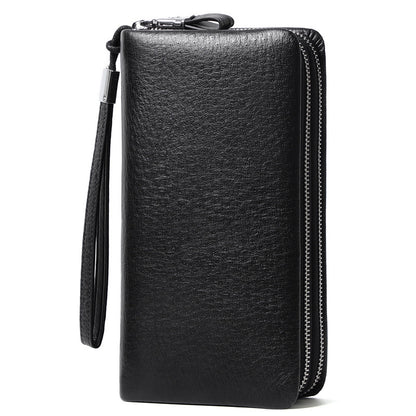 mens ostrich grain long wallet zipper handbag