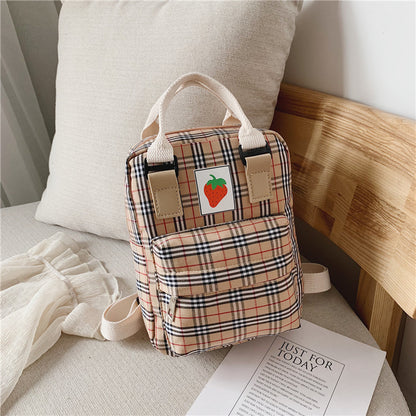 fashion mini cartoon checked childrens backpack