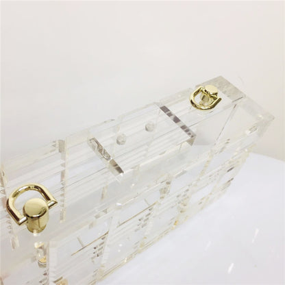 rectangle check transparent acrylic dress bag