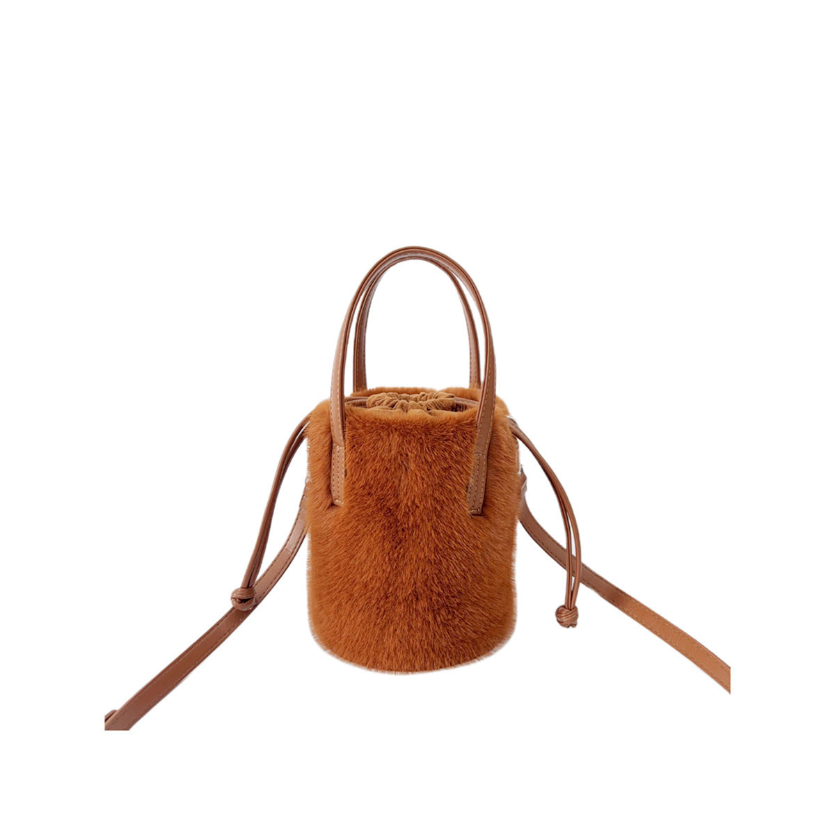 mink like bucket vintage plush hand bag