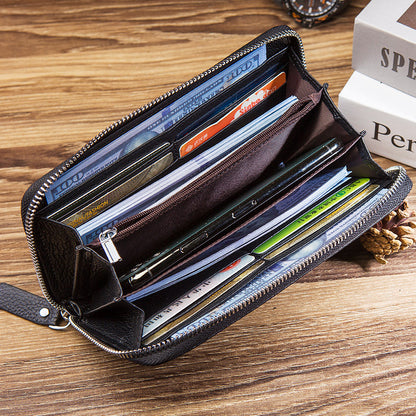 the first layer of cowhide coin purse long hand holding business gifts