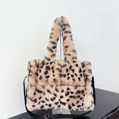 leopard print tote shoulder messenger bag large capacity