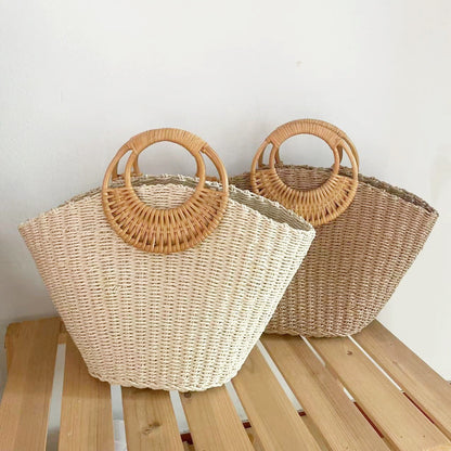 new handheld grass woven simple woven womens bag