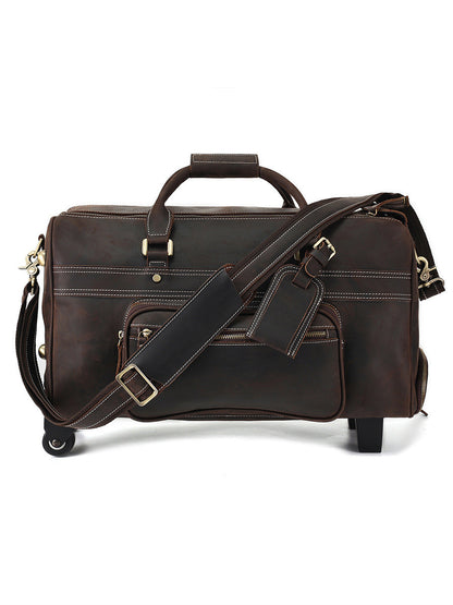 leather retro portable travel bag for men