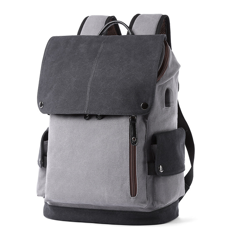 canvas mens backpack large capacity student school bag