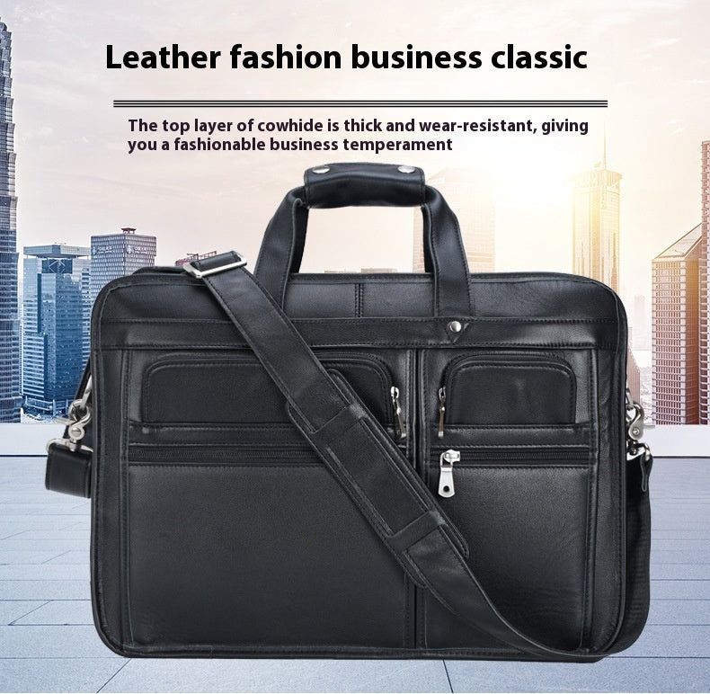 tiding leather leather business first layer cowhide 17 inch laptop bag