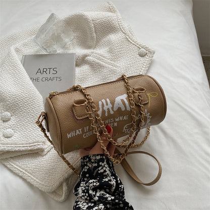 small handbags womens bag cylinder graffiti shoulder