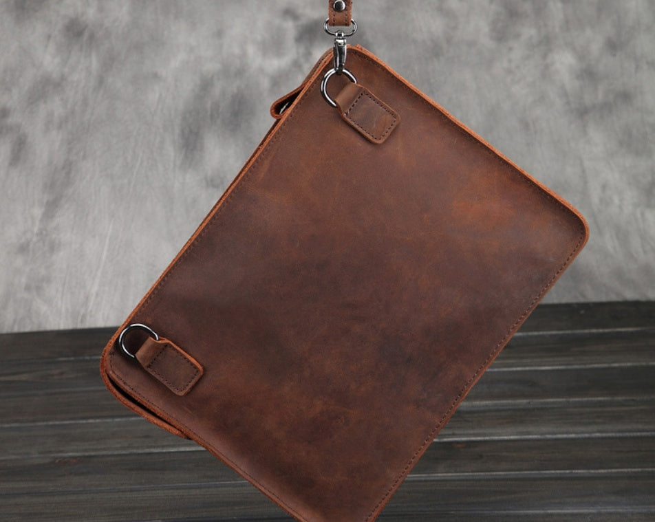 mens business leather shoulder bag