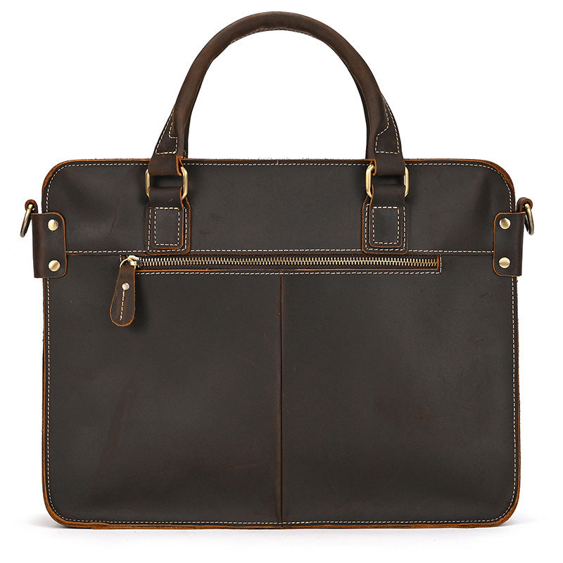 retro crazy horse leather briefcase 14 inch commuter business