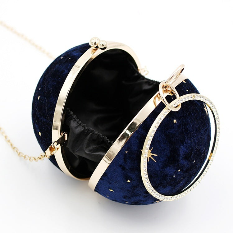 womens suede dinner starry sky round bag