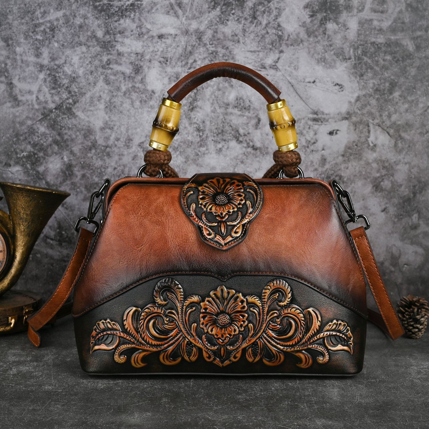 retro embossing hand rub color handbag crossbody clip bag