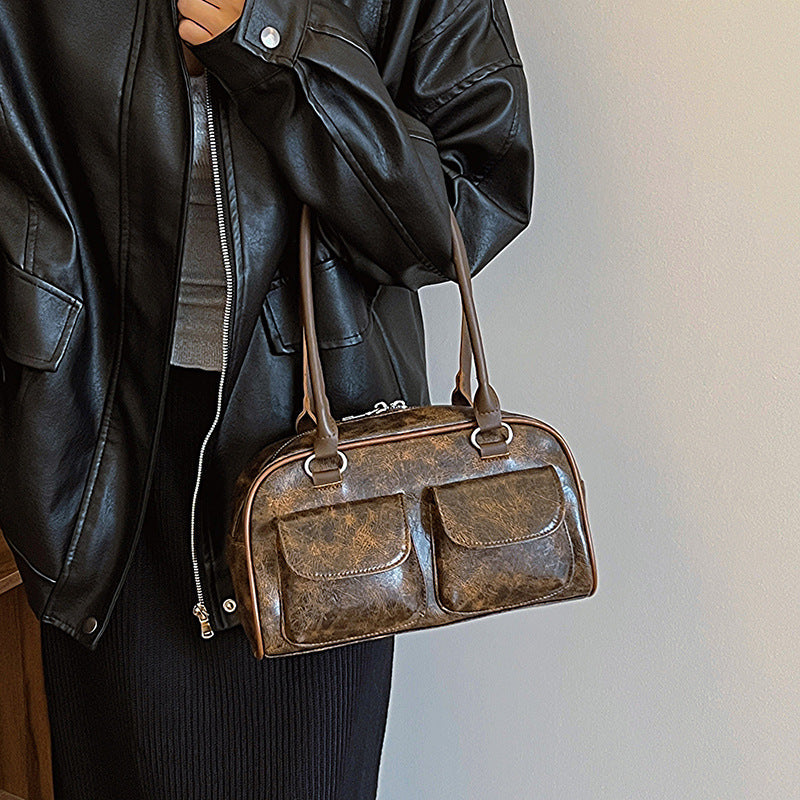 niche popular retro underarm large capacity fashion handbag casual cool shoulder bag