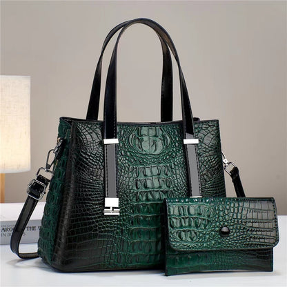 womens fashion crocodile pattern large capacity combination bags