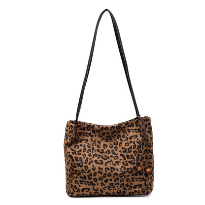 Suede-like Bead Pendant Bucket Bag