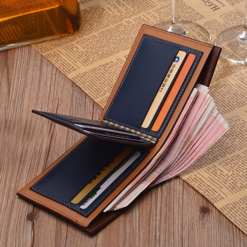 casual mens short embossed wallet horizontal creative thin wallet