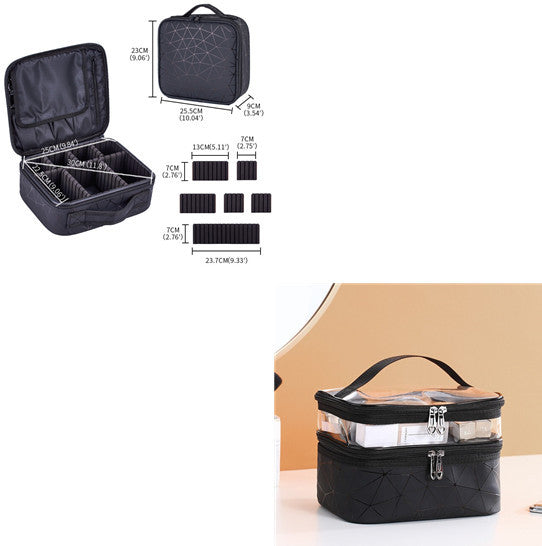 portable square diamond clapboard cosmetic bag large capacity waterproof cosmetic case set