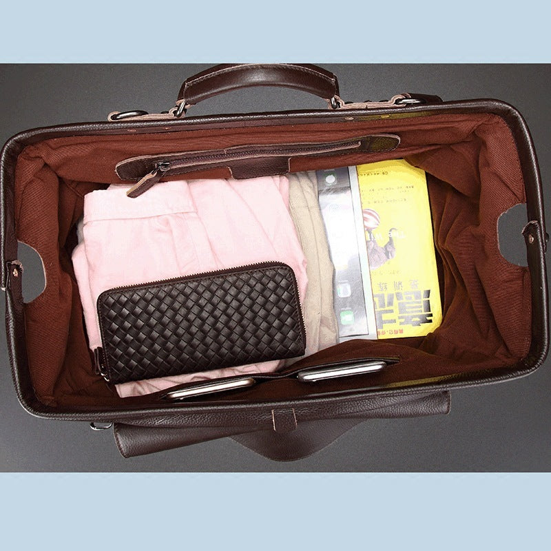 genuine leather business luggage and travel bag