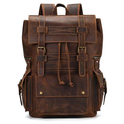 leather large capacity vintage crazy horse backpack