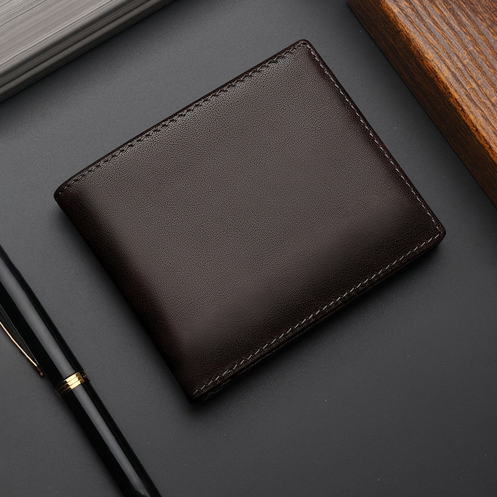 anti theft swiping texture multiple card slots three fold wallet