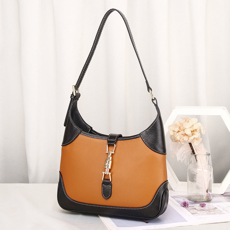 leather shoulder small female cowhide soft leather armpit bag