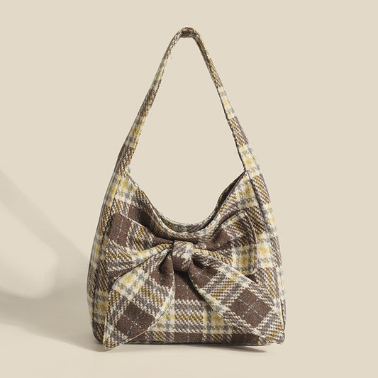 Plaid One-shoulder Simple Underarm All-match Commute Tote Bag
